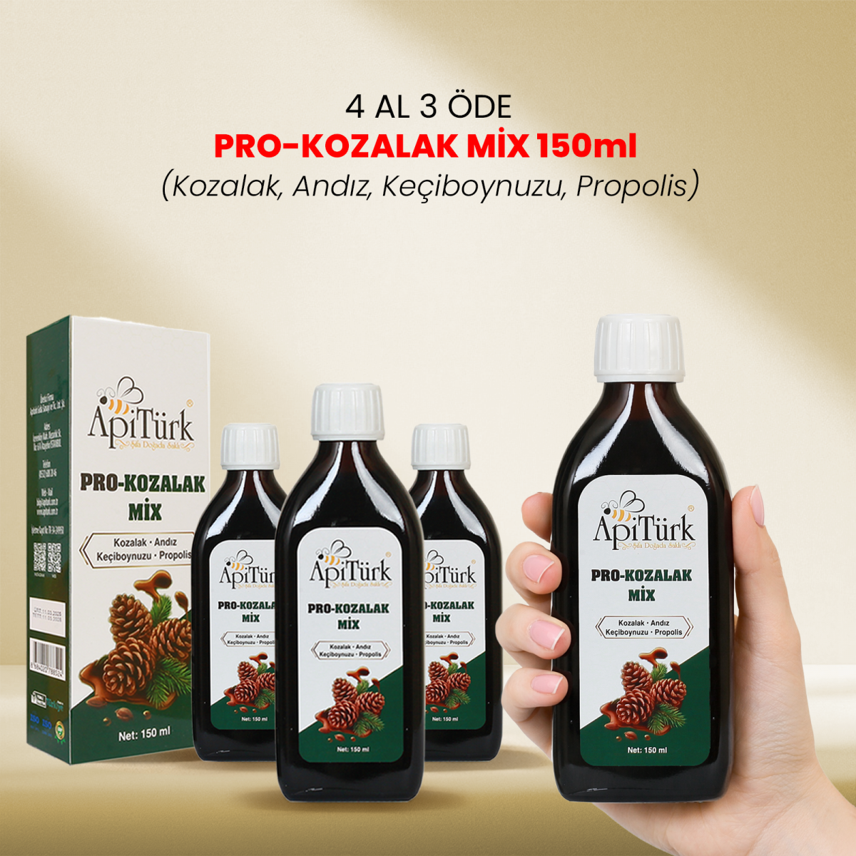4 Al 3 Öde Pro-Kozalak Mix 150ml (Kozalak, Andız, Keçiboynuzu, Propolis)
