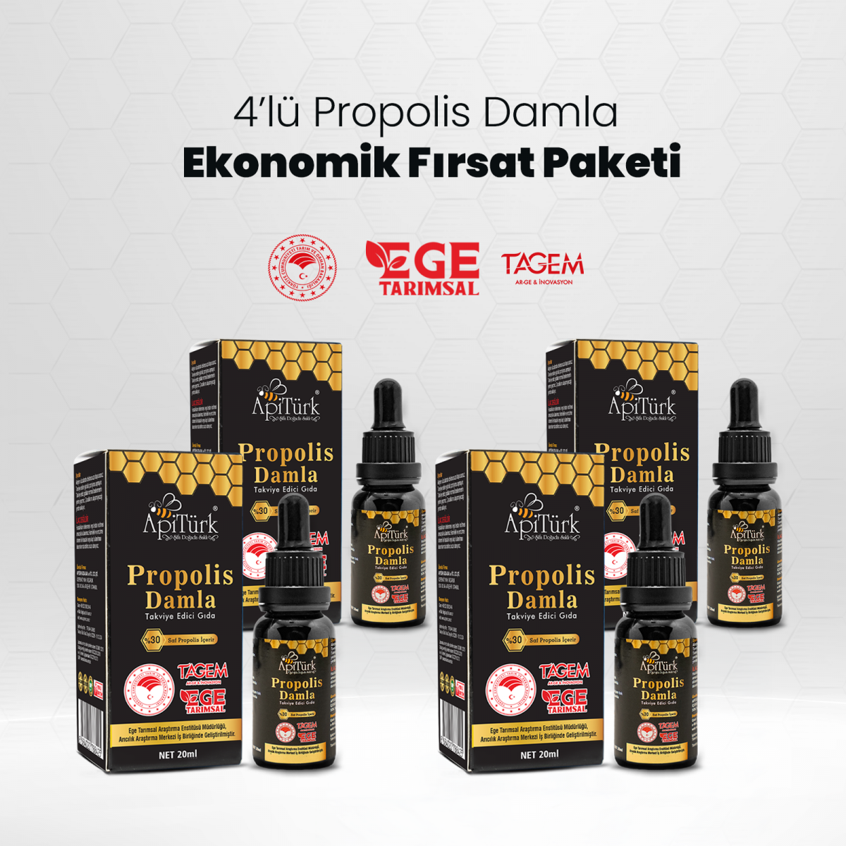 4’lü Propolis Damla Ekonomik Paketi 20ml 4 Adet 4’lü Propolis Damla Ekonomik Paketi 20ml 4 Adet
