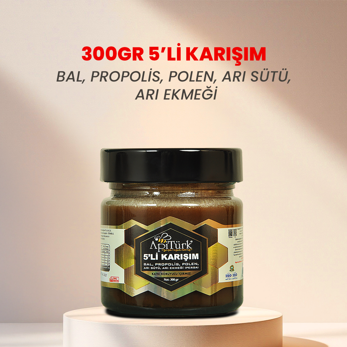 5'li Karışım 300gr Bal, Propolis, Polen Arı Sütü, Arı Ekmeği 5'li Karışım 300gr Bal, Propolis, Polen Arı Sütü, Arı Ekmeği