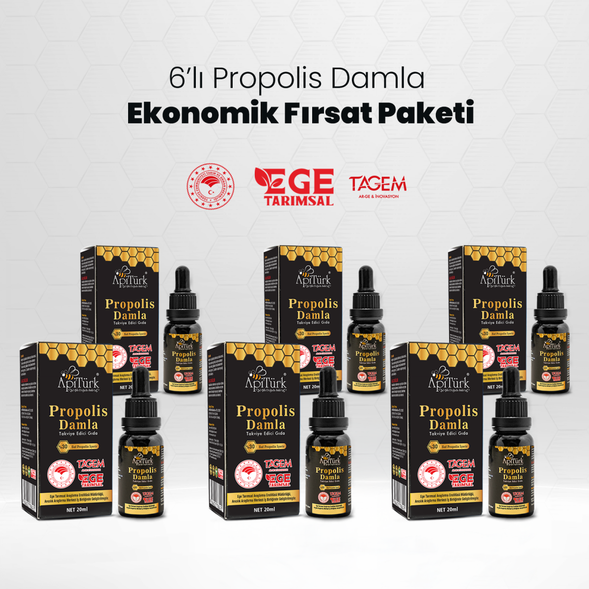 6’lı Propolis Damla Ekonomik Paket 20ml 6 Adet