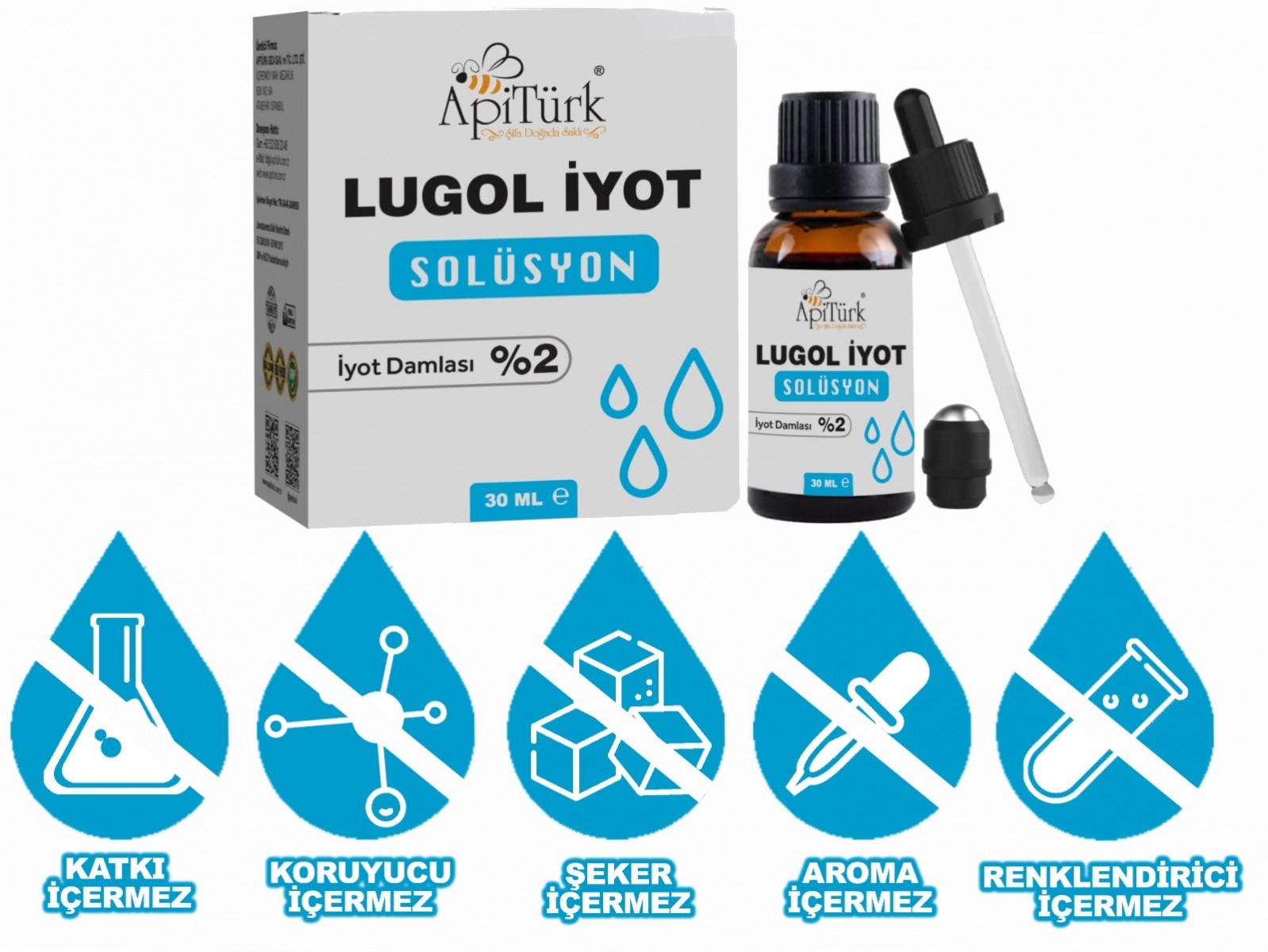 APİTÜRK LUGOL İYOT SOLÜSYON 30ml %2'lik İyot Damlası