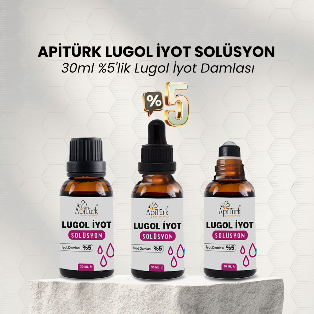 Lugol İyot Solüsyon, 30ml %5'lik Lugol İyot Damlası