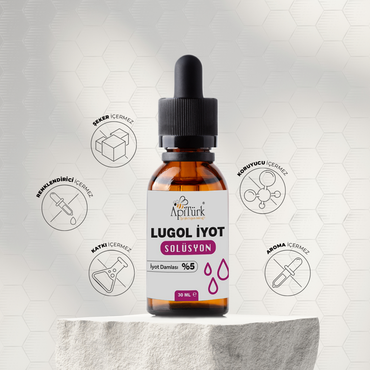 Lugol İyot Solüsyon, 30ml %5'lik Lugol İyot Damlası Lugol İyot Solüsyon, 30ml %5'lik Lugol İyot Damlası