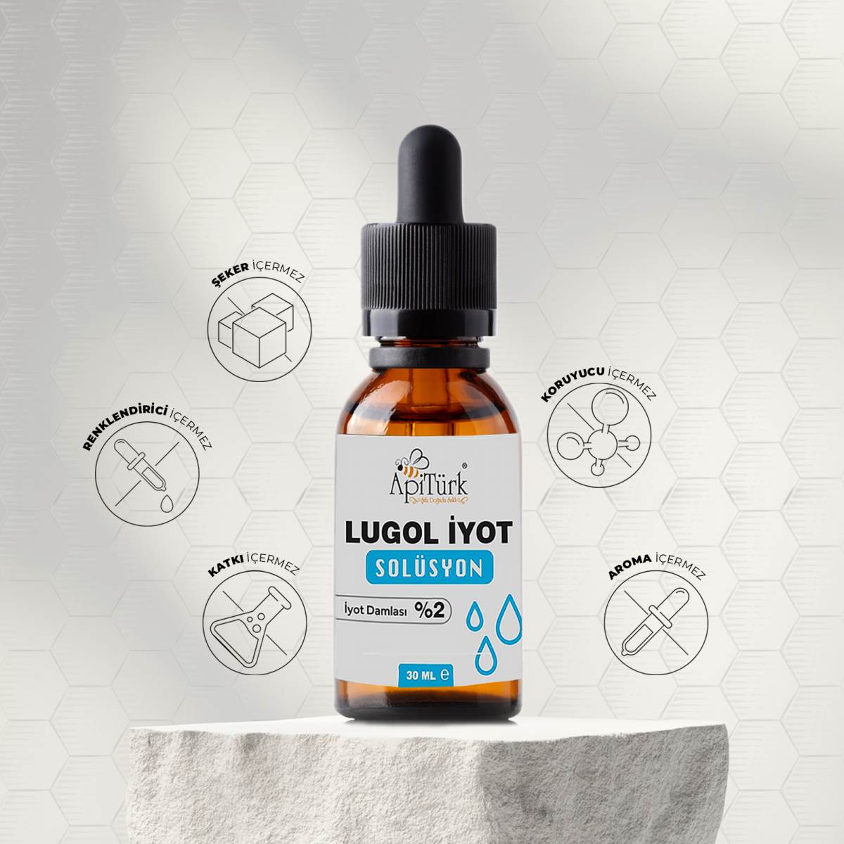 Lugol İyot Solüsyon, 30ml %2'lik Lugol İyot Damlası Lugol İyot Solüsyon, 30ml %2'lik Lugol İyot Damlası