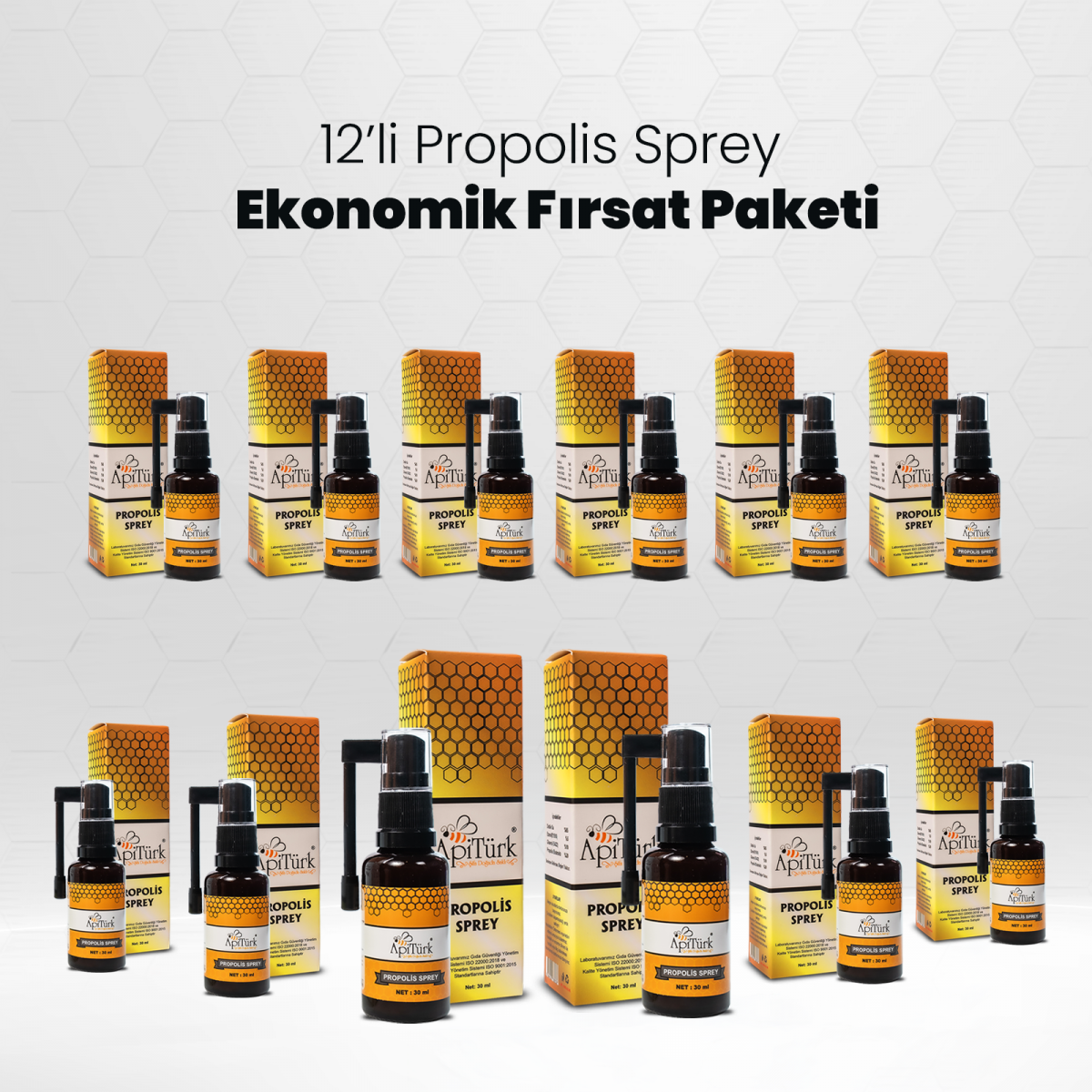 12’li Propolis Sprey Ekonomik Paket 30ml 12 Adet 12’li Propolis Sprey Ekonomik Paket 30ml 12 Adet