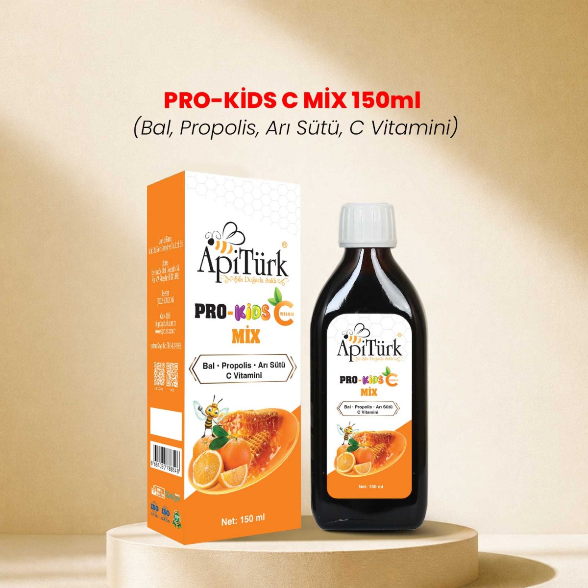 Pro-Kids-C Mix 150ml (Bal, Propolis, Arı Sütü, C Vitamini)