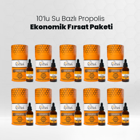 10’lu Su Bazlı Propolis Ekonomik Paket 50ml 10 Adet (Alkolsüz)