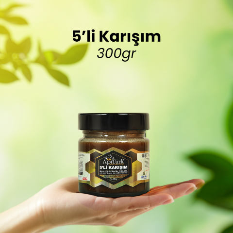 2'li Ekonomik Paket 5'li Karışım 300gr Bal, Propolis, Polen Arı Sütü, Arı Ekmeği