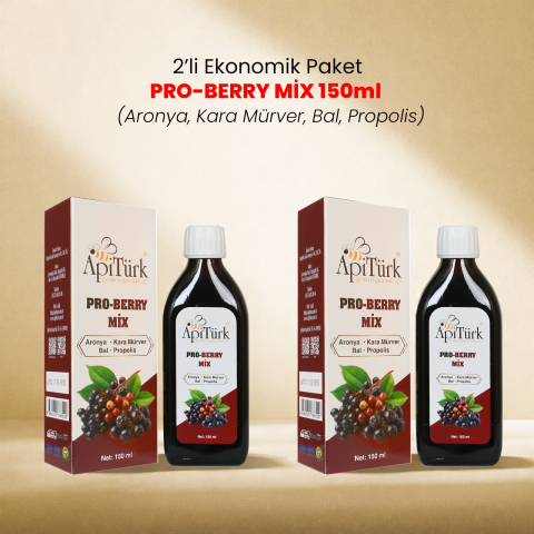 2’li Ekonomik Paket Pro-Berry Mix 150 ml (Aronya, Kara Mürver, Bal, Propolis)