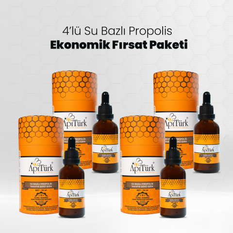 4’lü Su Bazlı Propolis Ekonomik Paket 50ml 4 Adet (Alkolsüz)
