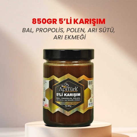 5'li Karışım 850gr Bal, Propolis, Polen Arı Sütü, Arı Ekmeği