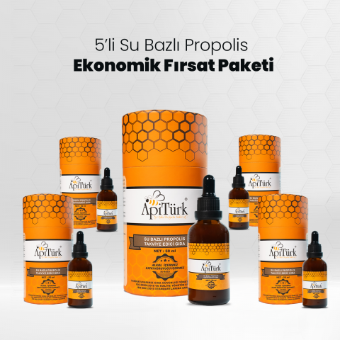 5’li Su Bazlı Propolis Ekonomik Paket 50ml 5 Adet (Alkolsüz)