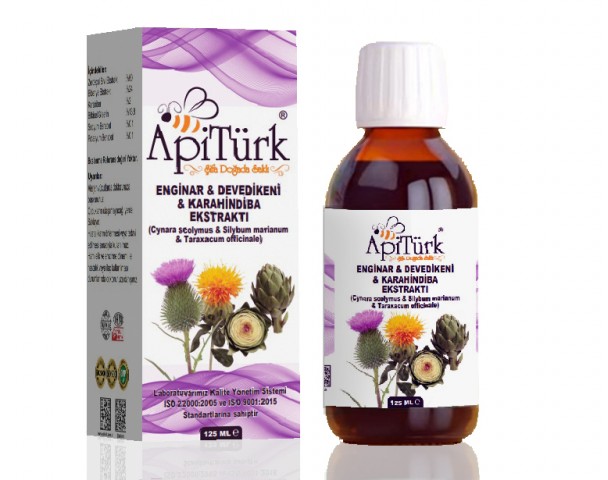 APİTÜRK ENGİNAR & DEVEDİKENİ  & KARAHİNDİBA EKSTRAKTI ( Cynara scolymus  & Silybum marianum  & Taraxacum officinale ) 125 ml